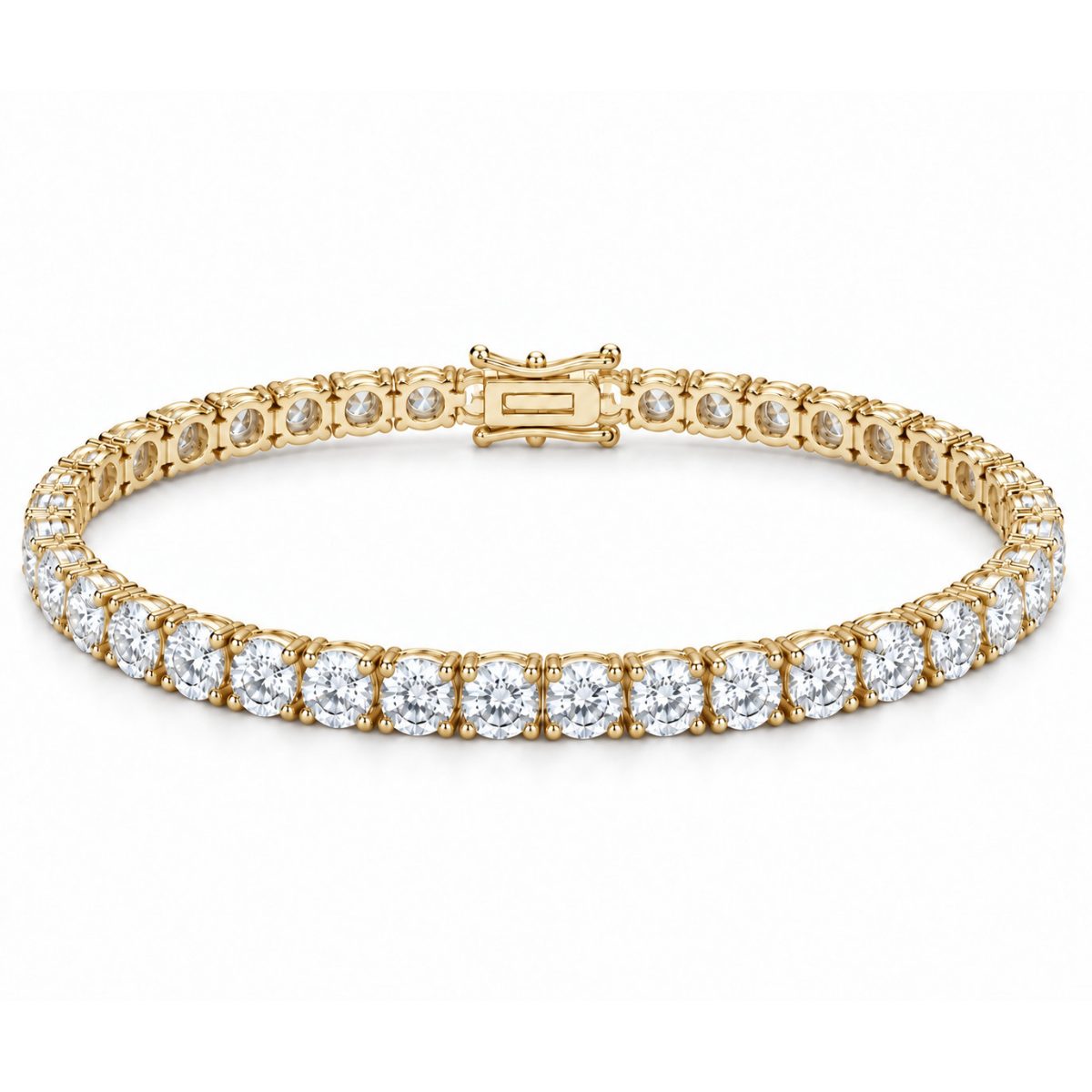 5mm tennis bracelet in 925 sterling silver, gold plated, set with cubic zirconia stones