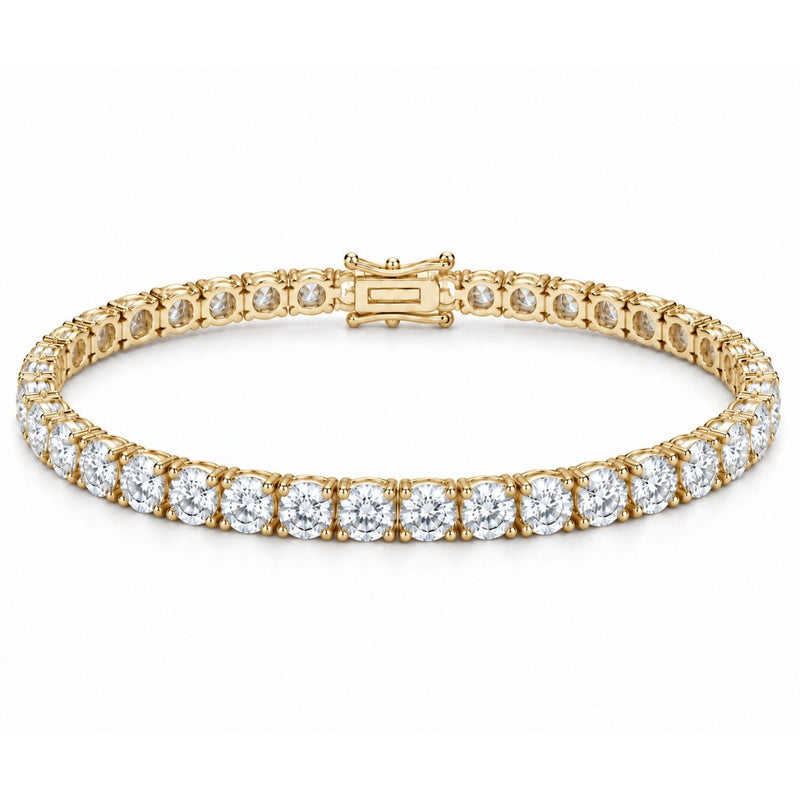 5mm tennis bracelet in 925 sterling silver, gold plated, set with cubic zirconia stones