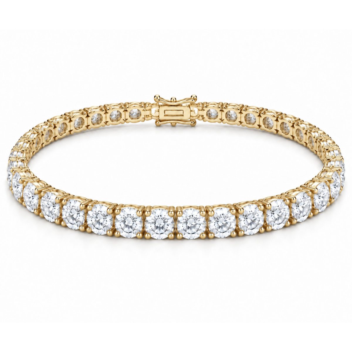 6mm tennis bracelet in 925 sterling silver, gold plated, set with cubic zirconia stones