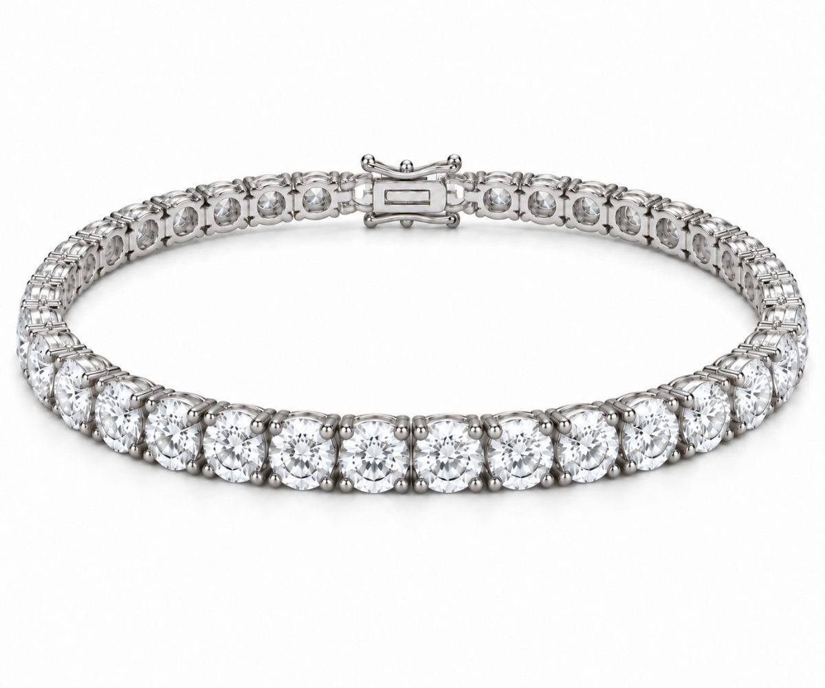 6mm tennis bracelet in 925 sterling silver, rhodium plated, set with cubic zirconia stones