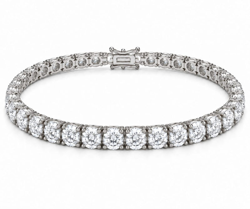 6mm tennis bracelet in 925 sterling silver, rhodium plated, set with cubic zirconia stones