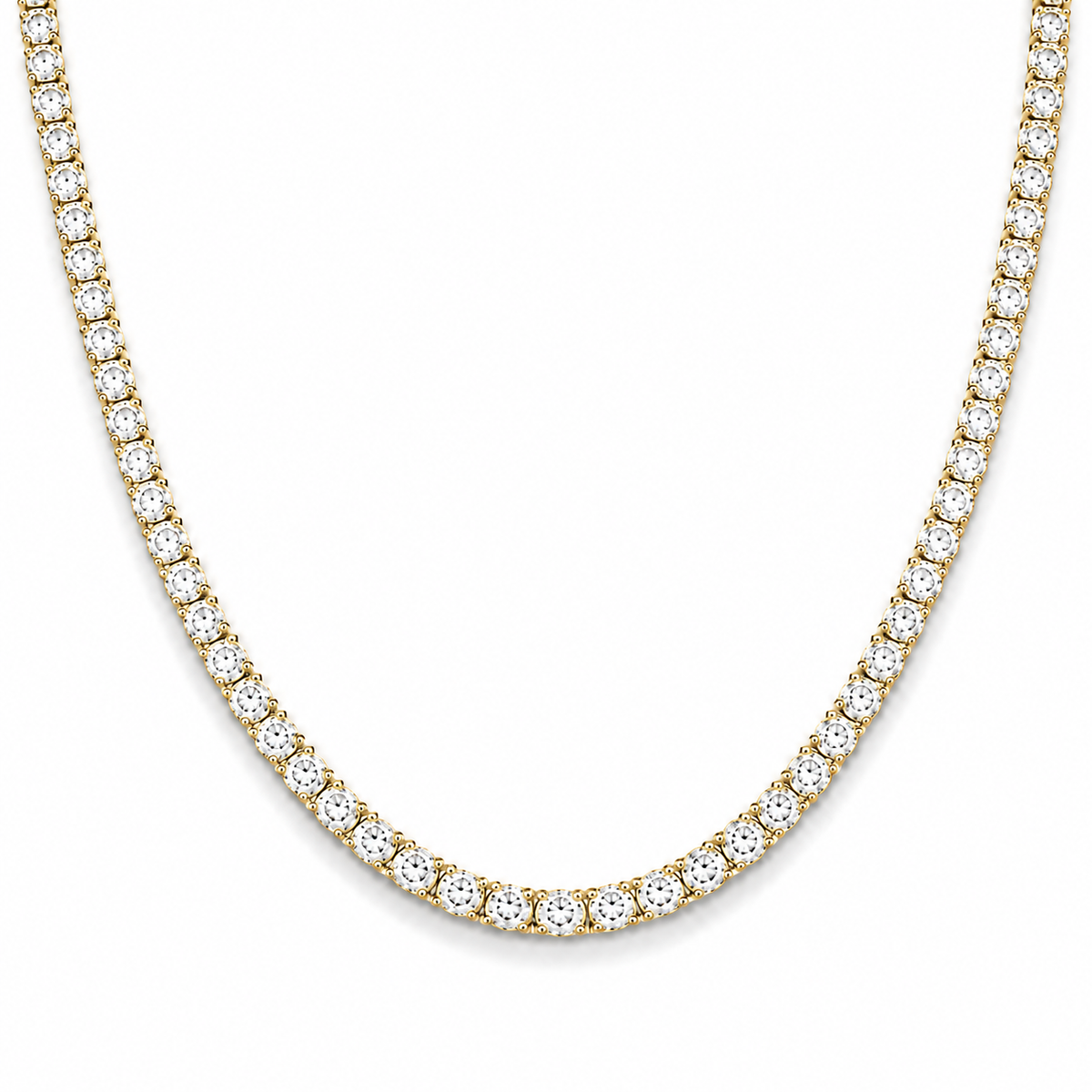 5mm tennis chain in 925 sterling silver, gold plated, set with cubic zirconia stones