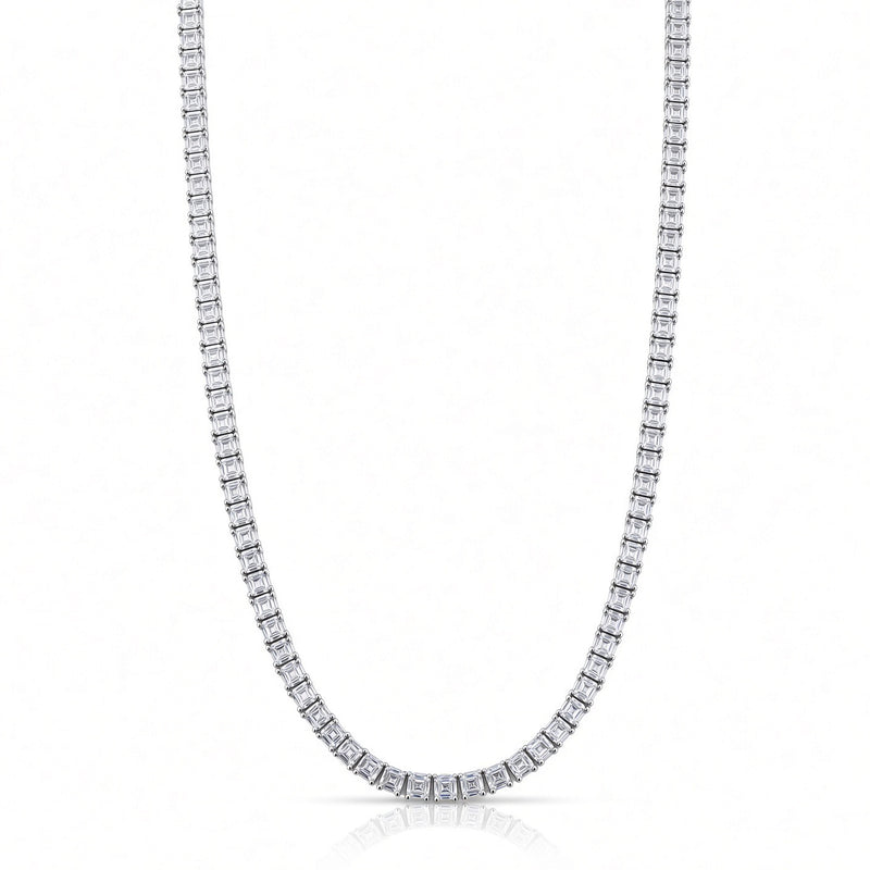 3mm princess-cut tennis in 925 sterling silver, rhodium plated, set with cubic zirconia stones