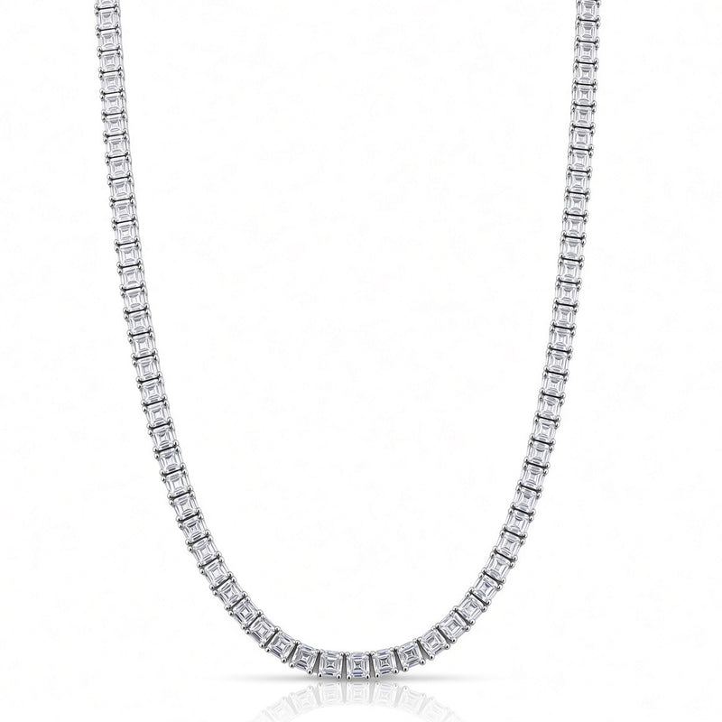4mm princess-cut tennis in 925 sterling silver, rhodium plated, set with cubic zirconia stones