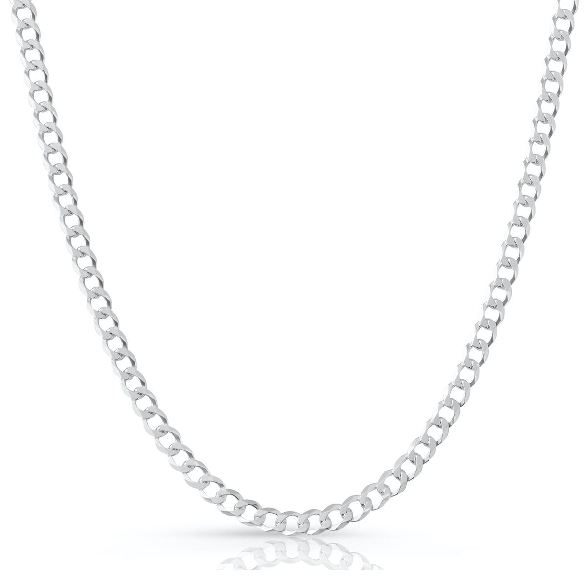 6mm curb chain in 925 sterling silver, polished finish, made in Italy