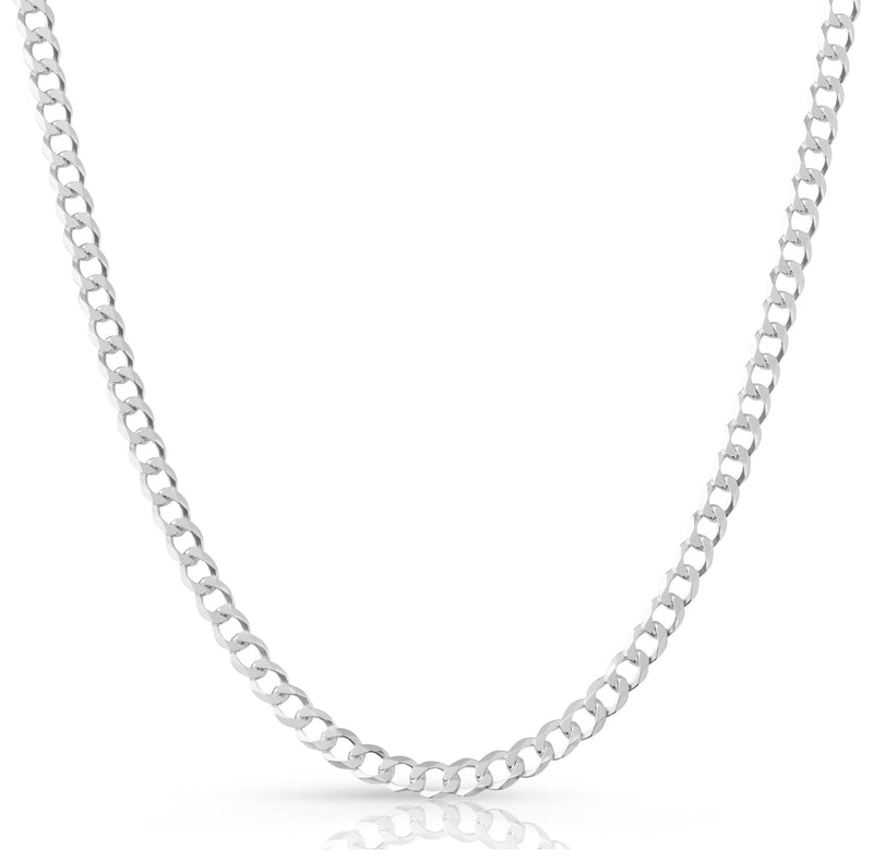 6mm curb chain in 925 sterling silver, polished finish, made in Italy
