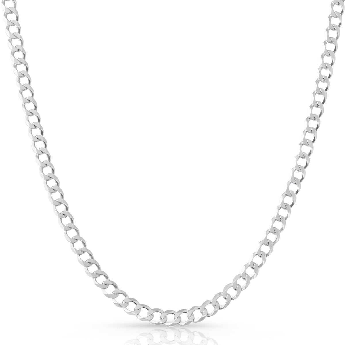 7mm curb chain in 925 sterling silver, polished finish, made in Italy