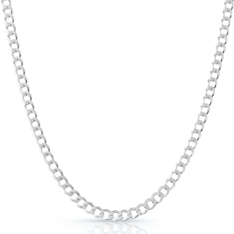 7mm curb chain in 925 sterling silver, polished finish, made in Italy
